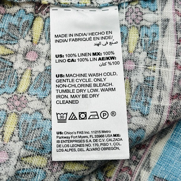 Womens Chico's 12/14 Patchwork Linen Duster Jacket Open Front 3/4 Sleeves - Picture 5 of 8